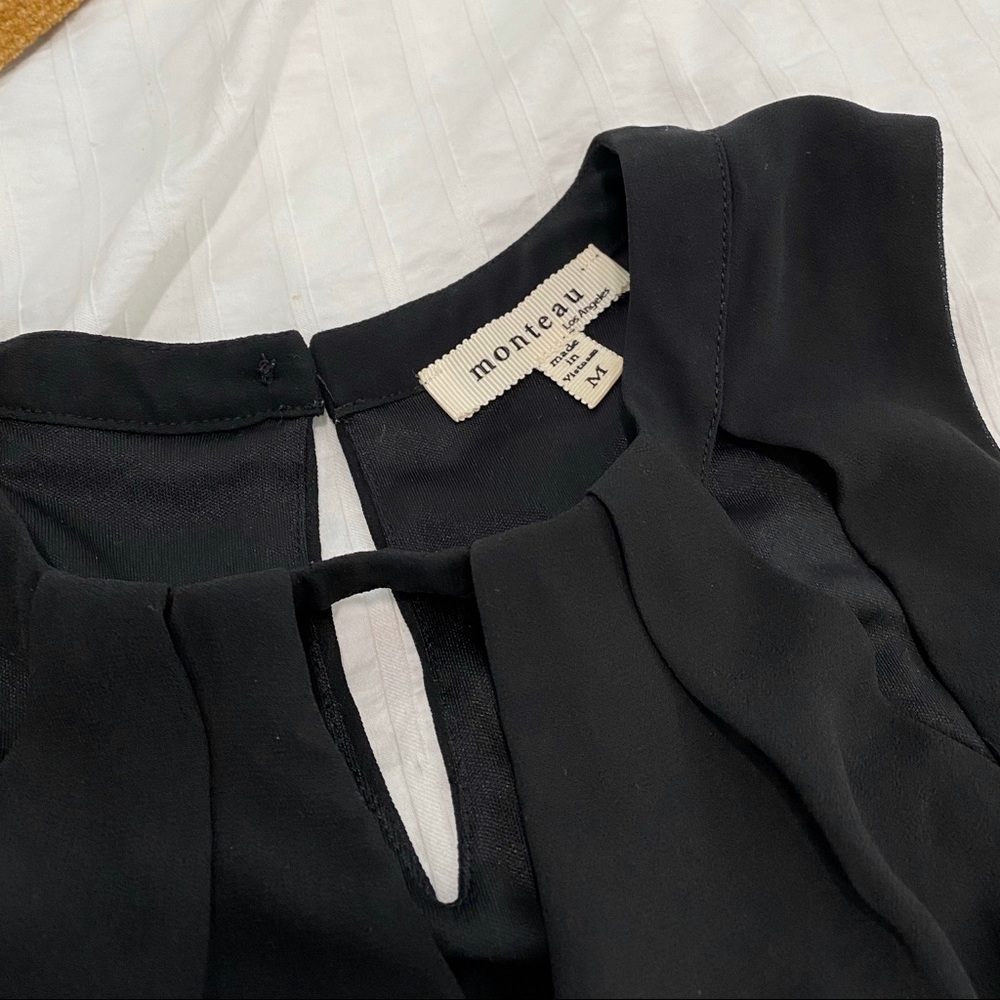 Monteau Black Cut Out Sleeveless Blouse Top